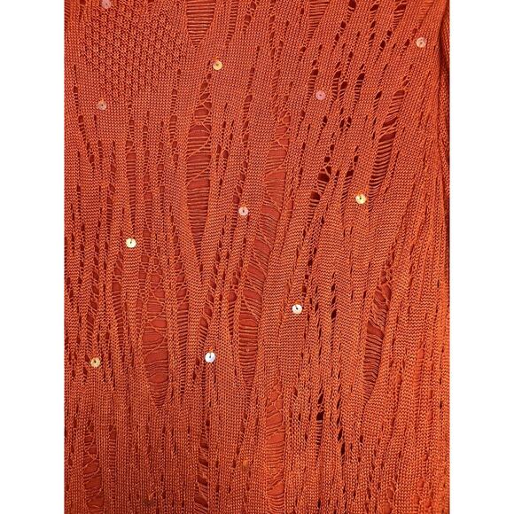 City Girl Nancy Bolen Womens L/XL Orange with Sequins Sweater Tunic - Picture 2 of 12